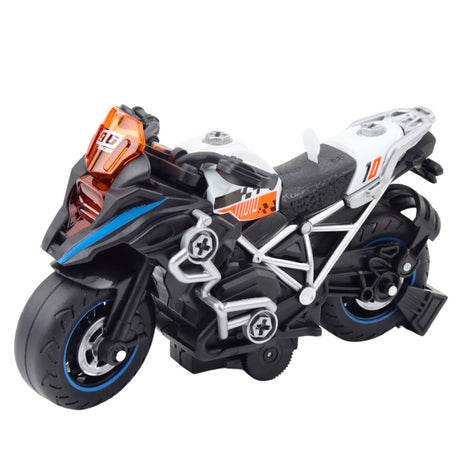 Byggleksak racingmotorcykel 20 cm med skruvmejsel, ljus/ljud