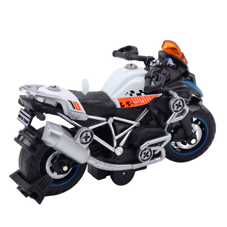 Byggleksak racingmotorcykel 20 cm med skruvmejsel, ljus/ljud