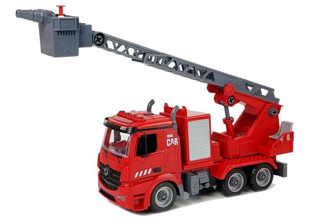 Byggsats brandbil 2-i-1 med hjälm, ljus/ljud och vattenspruta 3+