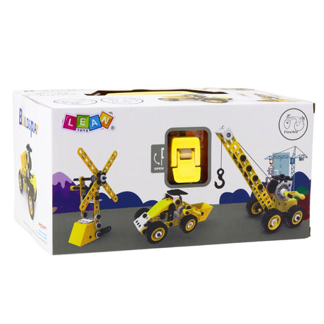 Byggset 8-i-1 med 100 delar, grävmaskin/kran/dumper, verktyg