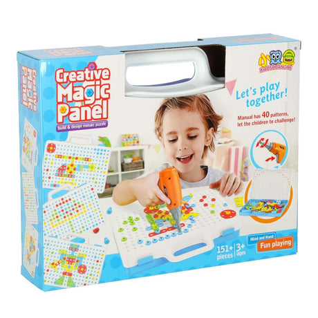 Byggset med borr och puzzleblocks i väska 151 delar