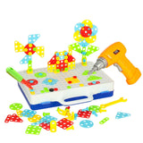 Byggset med borr och puzzleblocks i väska 151 delar