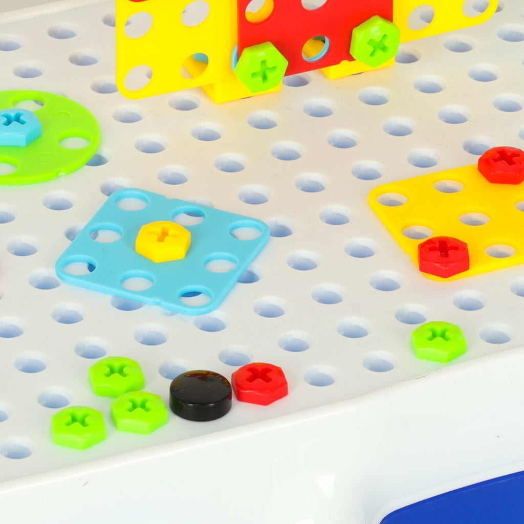 Byggset med borr och puzzleblocks i väska 151 delar