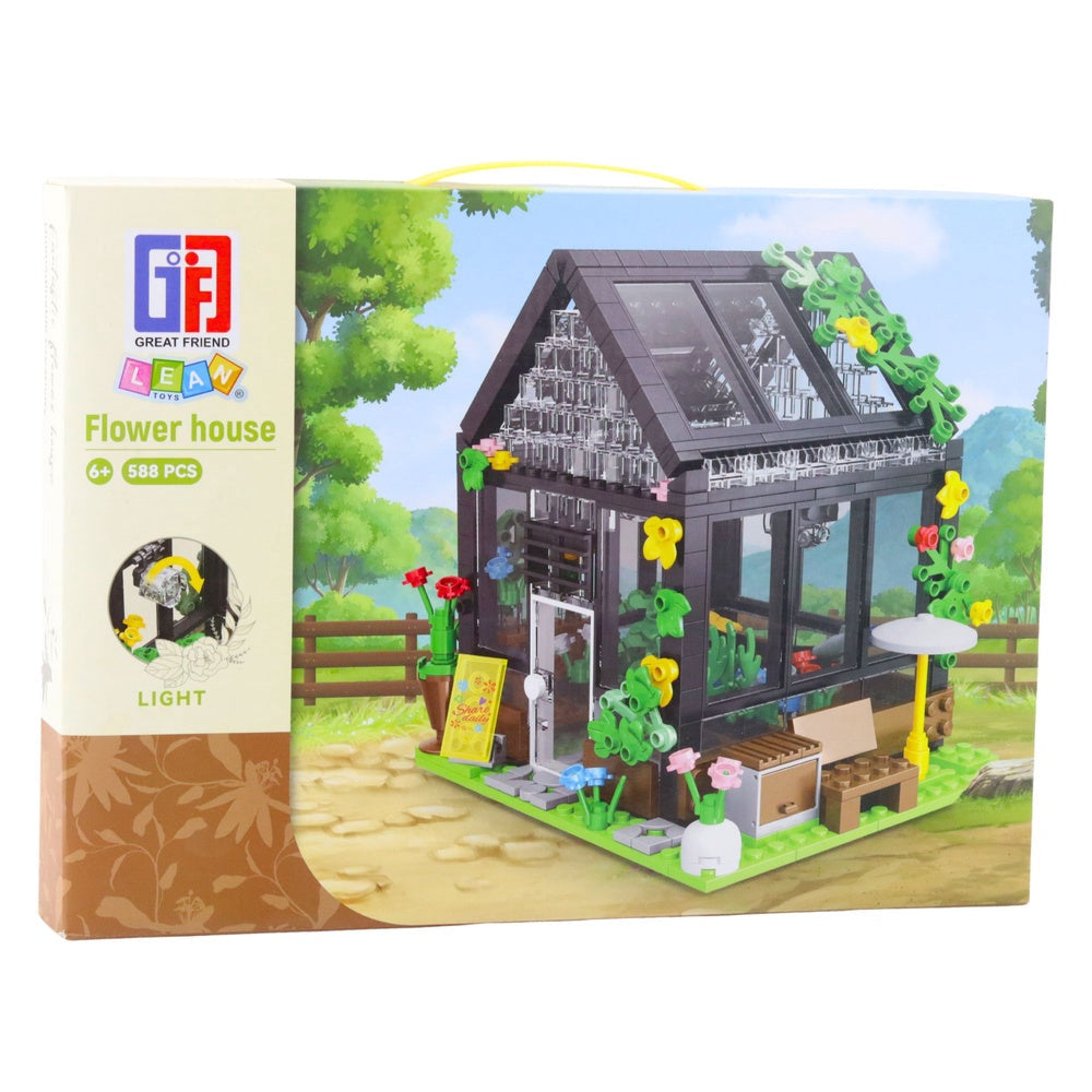 Byggset mini växthus 588 delar ABS 16x15x14 cm trädgårdstema
