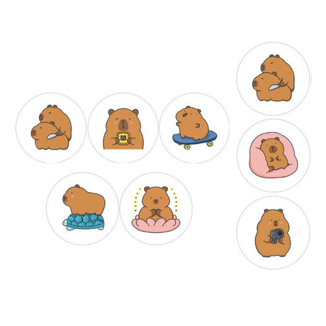 Capybara-klistermärken 500-pack på rulle 2,5 cm självhäftande papper