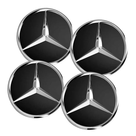 Centrumkåpor hjulnav 75 mm Mercedes-Benz logga 4-pack silver/svart