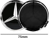 Centrumkåpor hjulnav 75 mm Mercedes-Benz logga 4-pack silver/svart