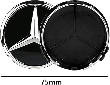 Centrumkåpor hjulnav 75 mm Mercedes-Benz logga 4-pack silver/svart