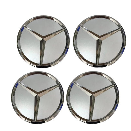 Centrumkåpor hjulnav 75 mm Mercedes-Benz logga 4-pack silver/svart