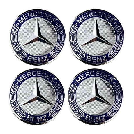 Centrumkåpor hjulnav 75 mm Mercedes-Benz logga 4-pack silver/svart