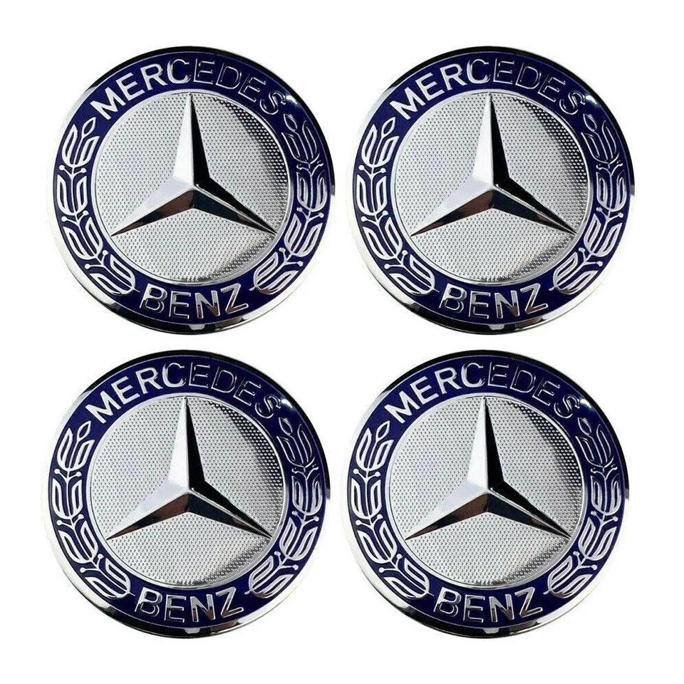 Centrumkåpor hjulnav 75 mm Mercedes-Benz logga 4-pack silver/svart