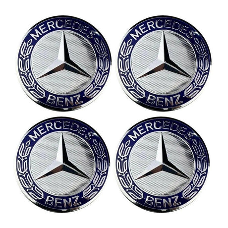 Centrumkåpor hjulnav 75 mm Mercedes-Benz logga 4-pack silver/svart