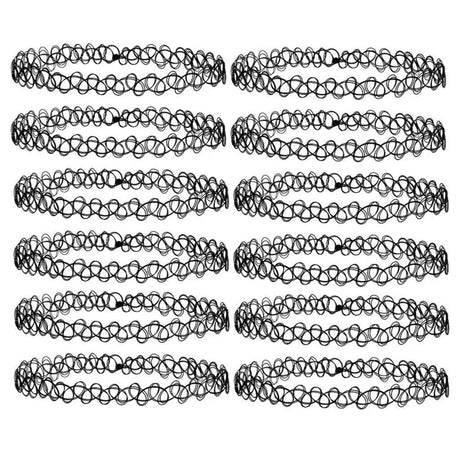Chokerhalsband 2-pack svart plast, flexibelt one size