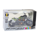 Choppermotorcykel modell 1:12 metall/plast 19 cm svart/grön