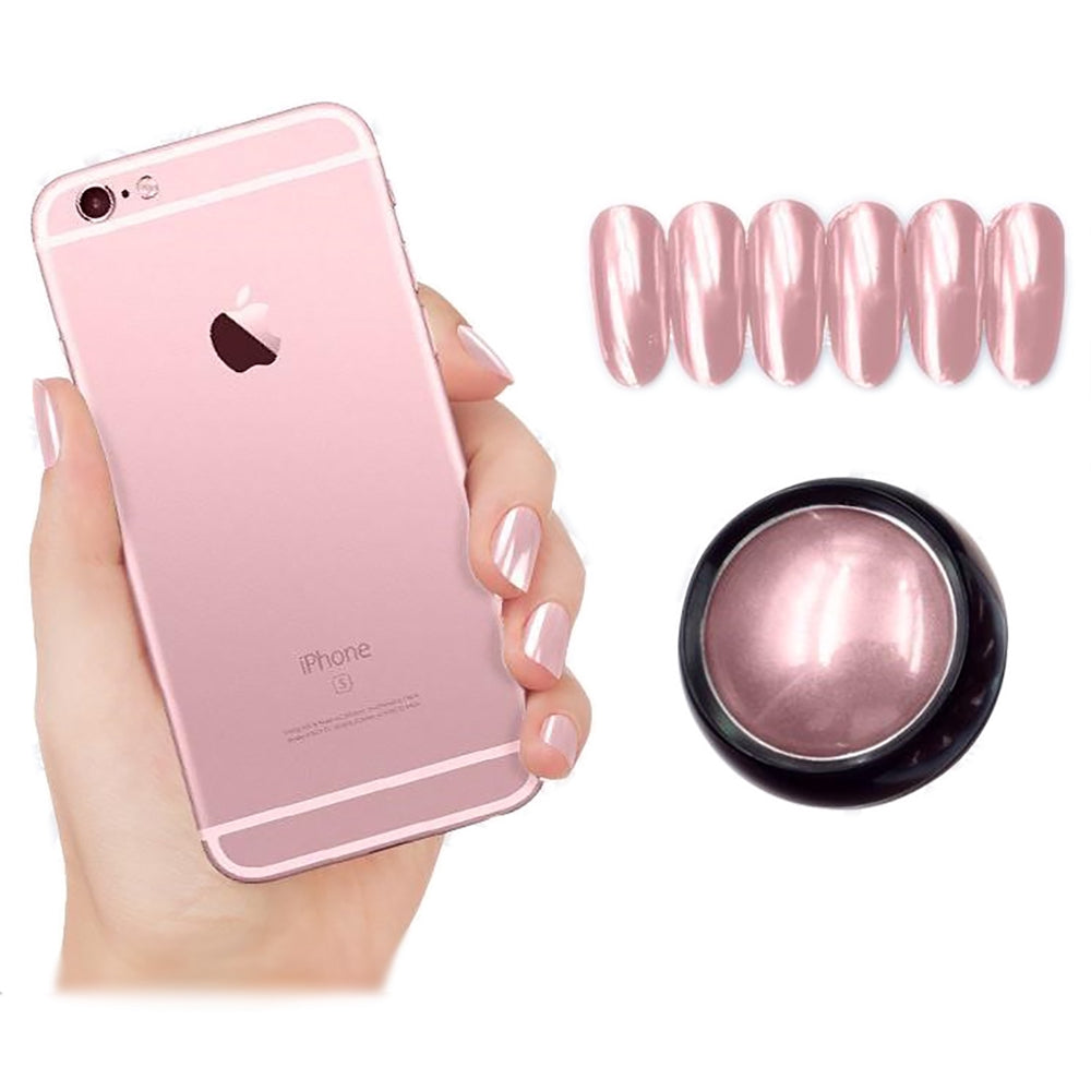 Chrome pigment roséguld för naglar 0,3 g med makeupborste