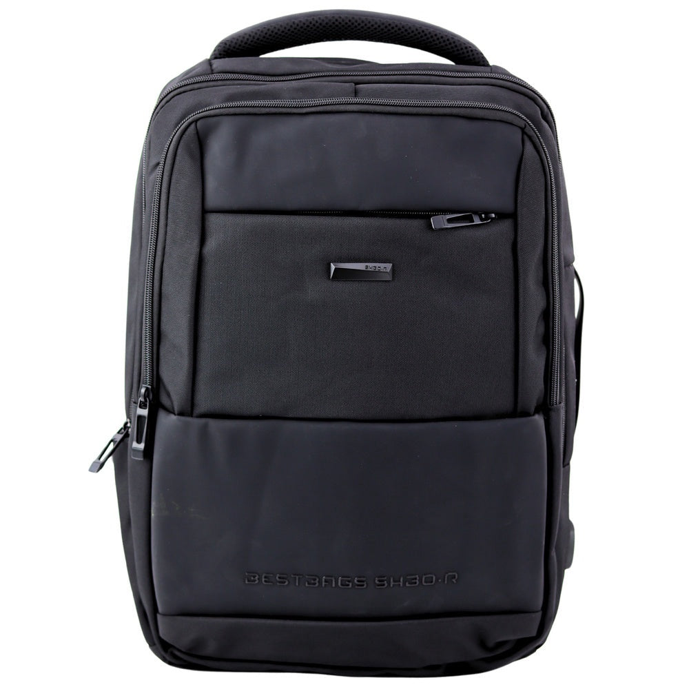 Cityryggsäck 26L svart med laptopfack och USB-kabel 45x32x18 cm