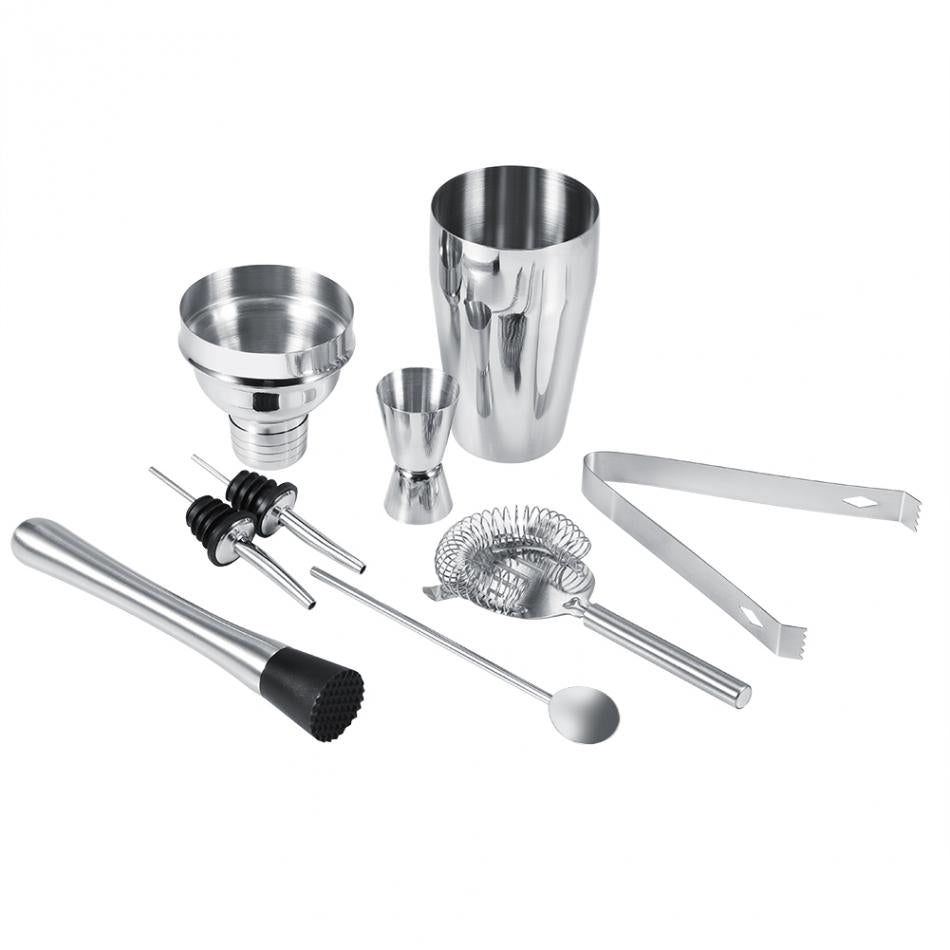 Cocktailset 8 delar rostfritt stål shaker 550 ml med sil och mått