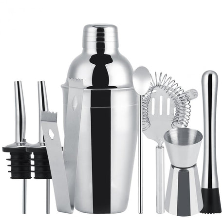 Cocktailset 8 delar rostfritt stål shaker 550 ml med sil och mått