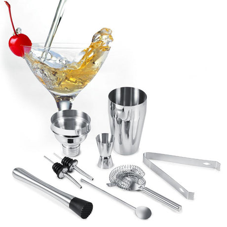Cocktailset 8 delar rostfritt stål shaker 550 ml med sil och mått