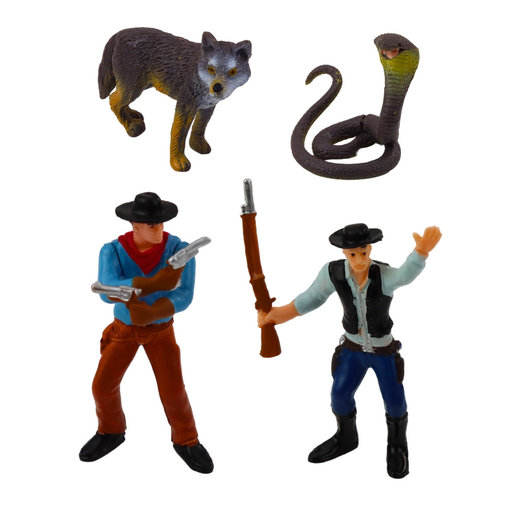 Cowboy leksaksset Vilda Västern med figurer, djur, kanon och båt