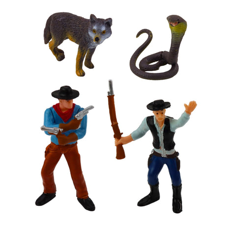 Cowboy leksaksset Vilda Västern med figurer, djur, kanon och båt