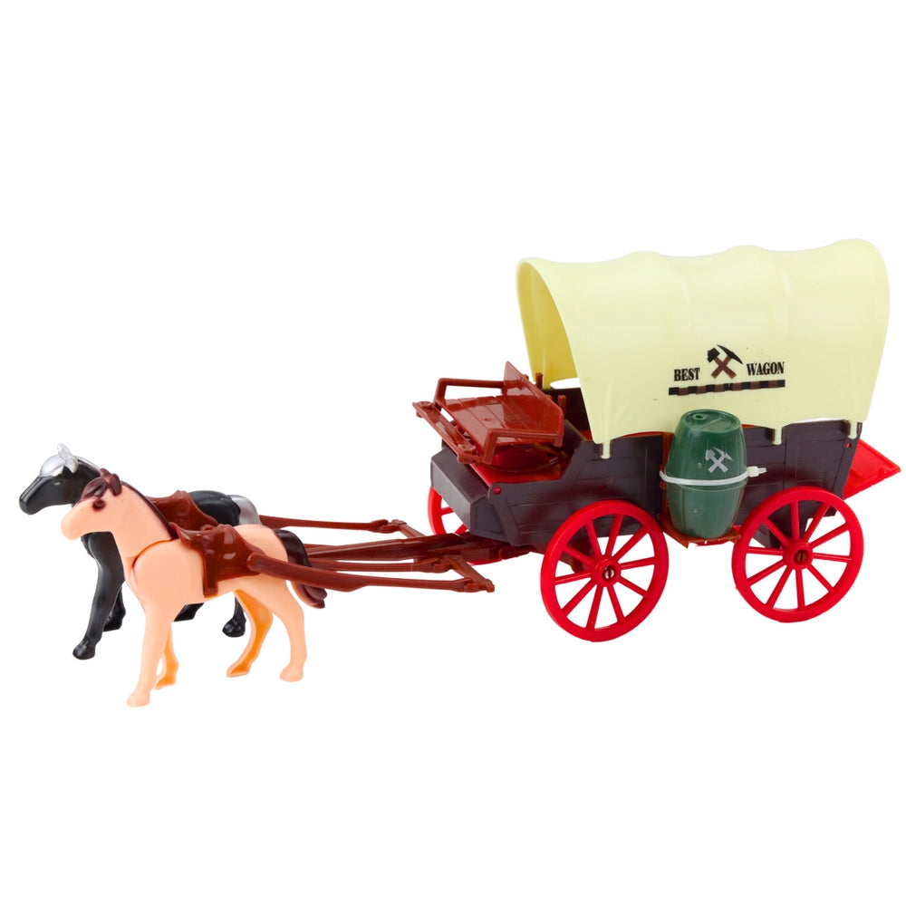 Cowboy leksaksset med westernvagn, 2 hästar, 2 figurer och tillbehör