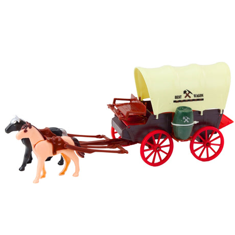 Cowboy leksaksset med westernvagn, 2 hästar, 2 figurer och tillbehör