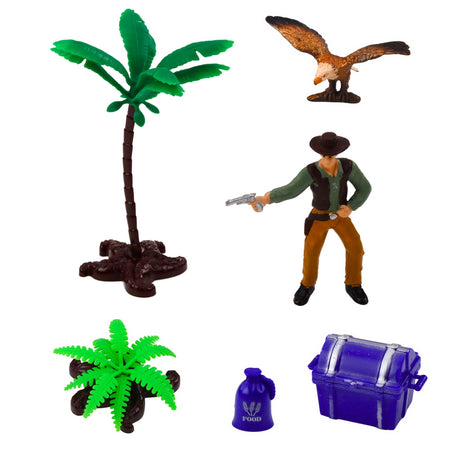 Cowboy leksaksset med westernvagn, 2 hästar, 2 figurer och tillbehör