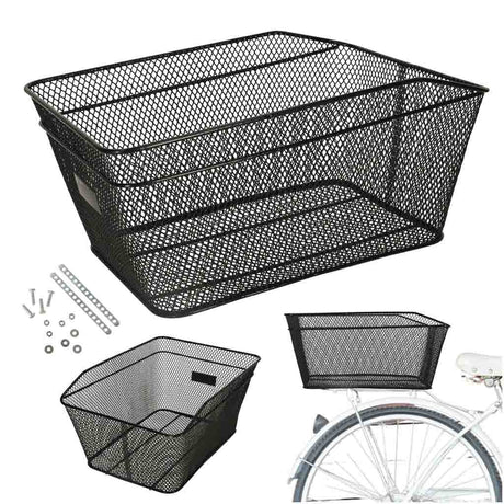 Cykelkorg för bagagebärare i metall svart 41x29 cm universalfäste