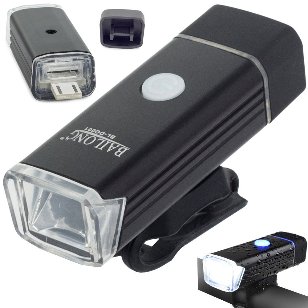 Cykellampa fram LED 180 lm USB-laddning svart 8 cm med fäste