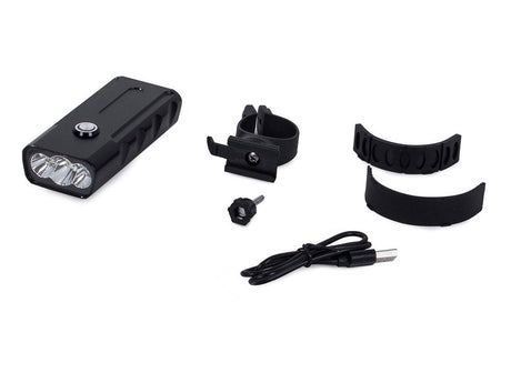 Cykellampa med powerbank 3x CREE XM-L T6 USB IPX5 svart