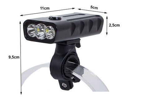 Cykellampa med powerbank 3x CREE XM-L T6 USB IPX5 svart