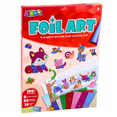 DIY Foil Art hantverkskit djur 83 delar med folie, klistermärken & kort