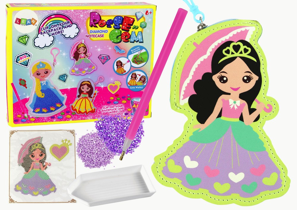 DIY diamantmålning nyckelring prinsessa set med 6 färger, från 6 år
