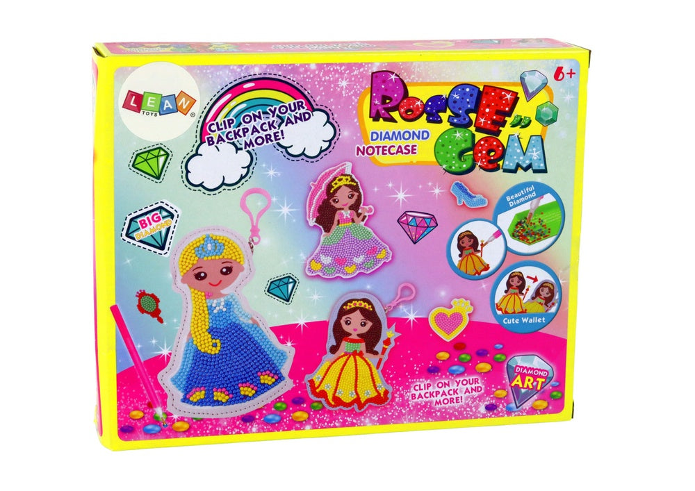 DIY diamantmålning nyckelring prinsessa set med 6 färger, från 6 år