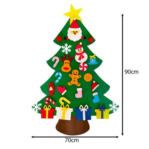 DIY filt julgran 90 cm med 26 dekorationer kardborre, vägghängd