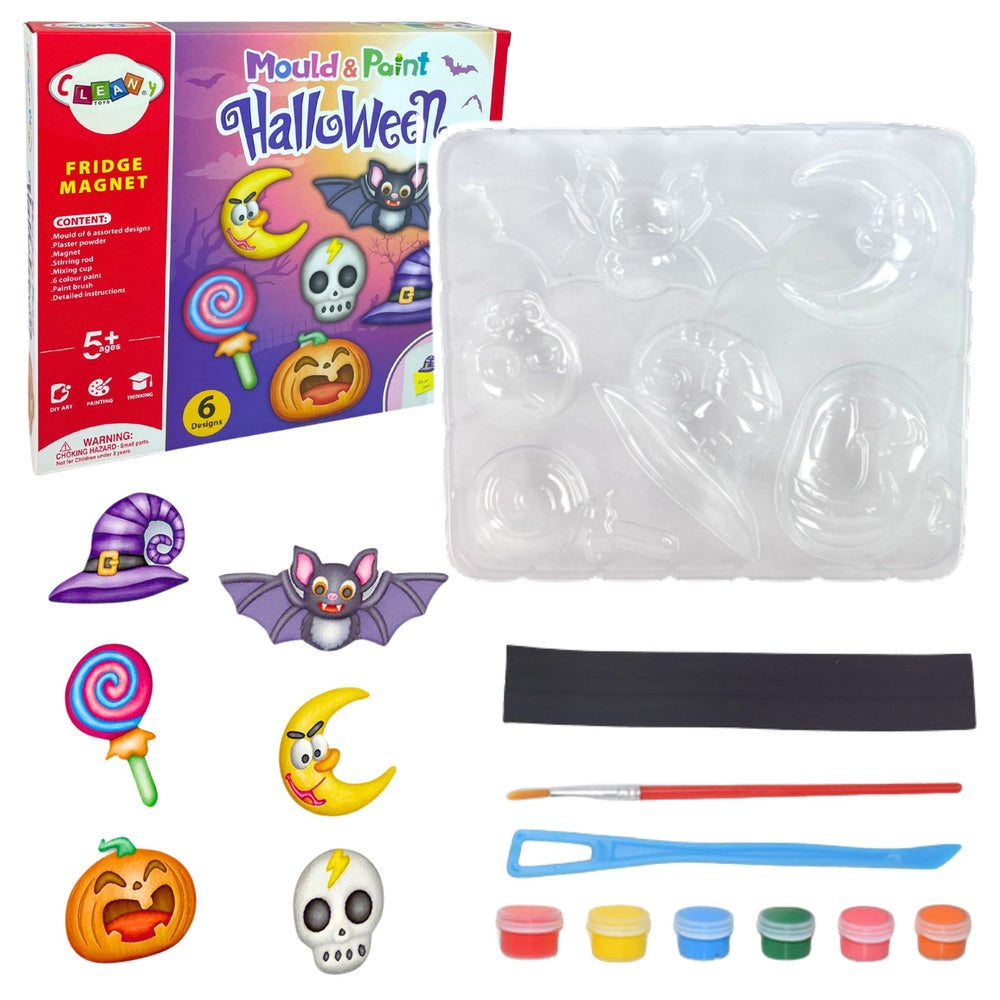 DIY hantverkskit Halloween magneter i gips med 6 färger och formar