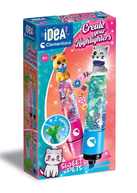 DIY highlighter-set för barn 6+ med djurfigurer och färgbläck