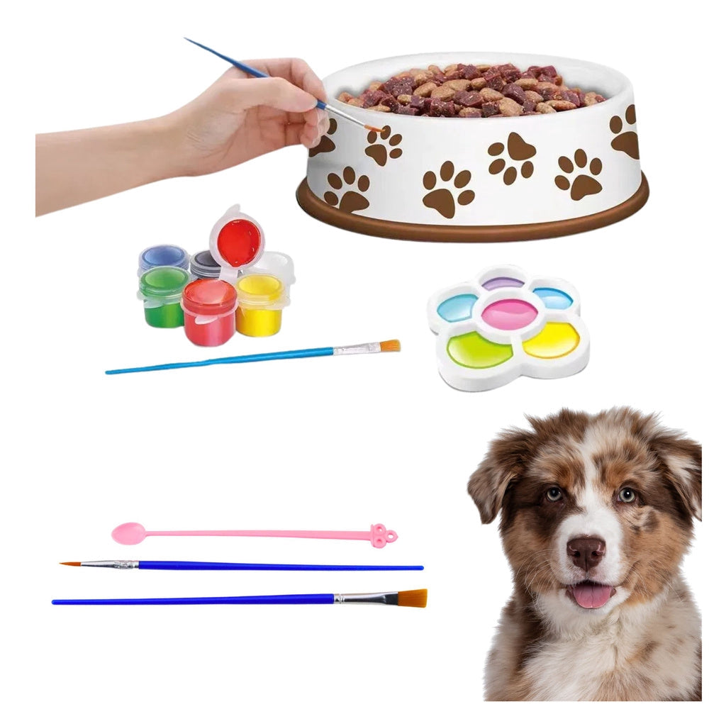 DIY målningskit hundskål för barn 6 delar med färger och pensel