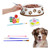 DIY målningskit hundskål för barn 6 delar med färger och pensel