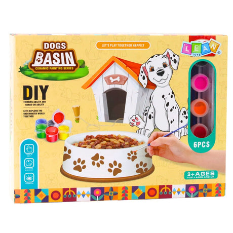 DIY målningskit hundskål för barn 6 delar med färger och pensel