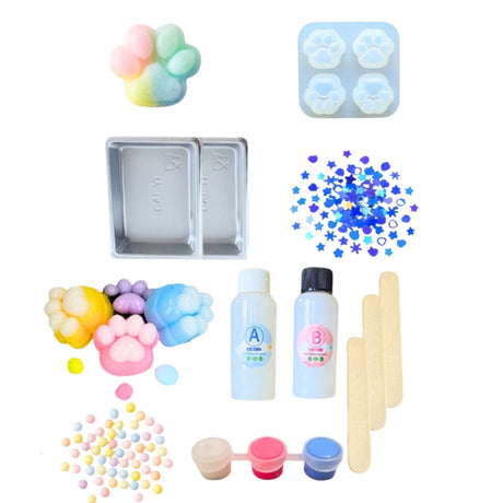 DIY pysselsats squishy kattklor 28 delar med geler, färger & dekoration
