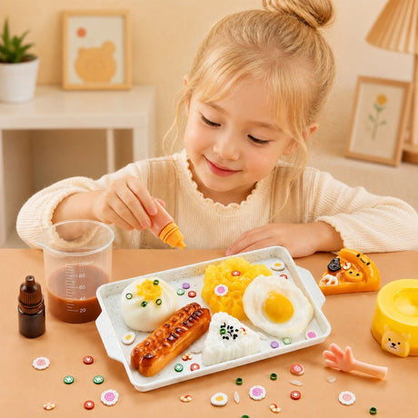 DIY squishy pysselkit frukost/mat med formar – gör 6 squishies
