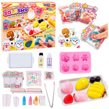 DIY squishy skaparkit med färgändring, silikonformar, 6 figurer
