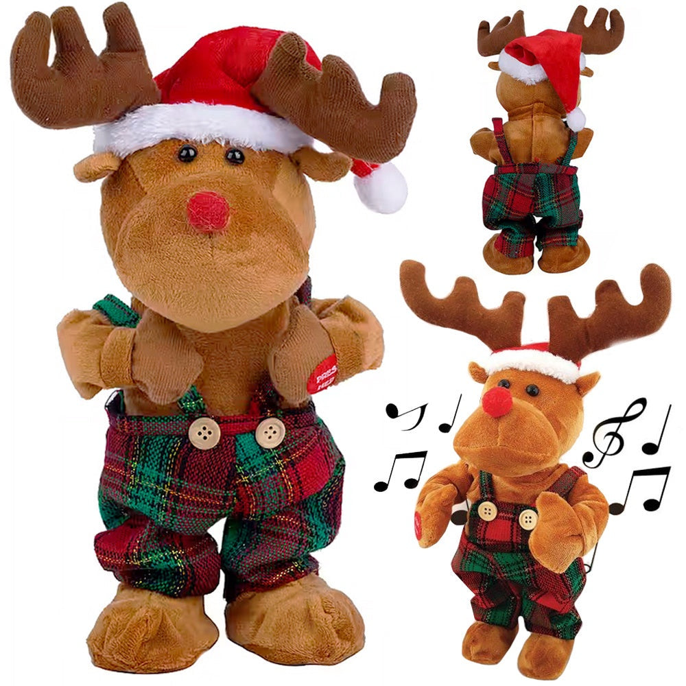 Dansande och sjungande julren 32 cm, sjunger Jingle Bells, 3xAA