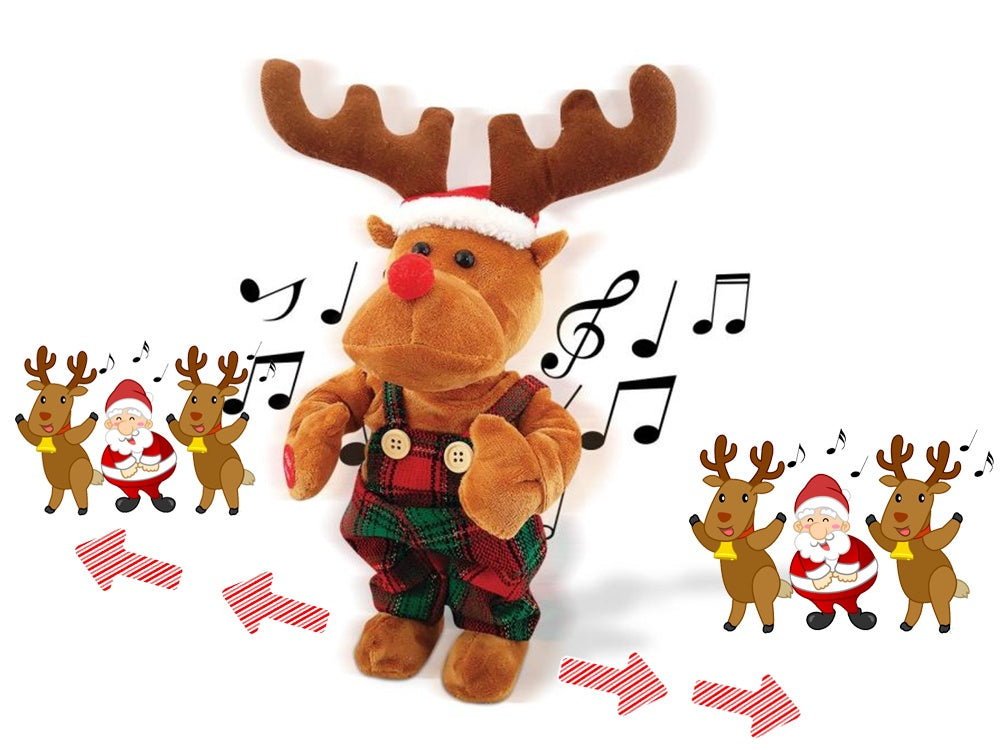 Dansande och sjungande julren 32 cm, sjunger Jingle Bells, 3xAA