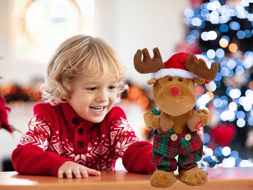 Dansande och sjungande julren 32 cm, sjunger Jingle Bells, 3xAA