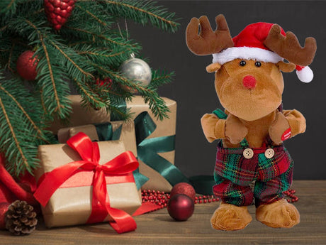 Dansande och sjungande julren 32 cm, sjunger Jingle Bells, 3xAA