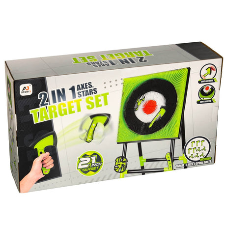 Darttavla med ställning och kastset 10 delar (5 yxor, 5 shuriken)