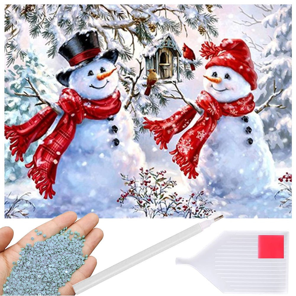 Diamond painting-set snögubbar 30x40 cm 5D inkl stenar och verktyg